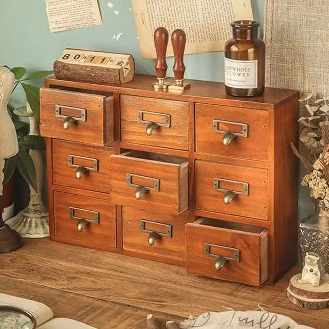 EONLION Small Wooden Chest of Drawers Mini Storage Cabinet in Brown – 1