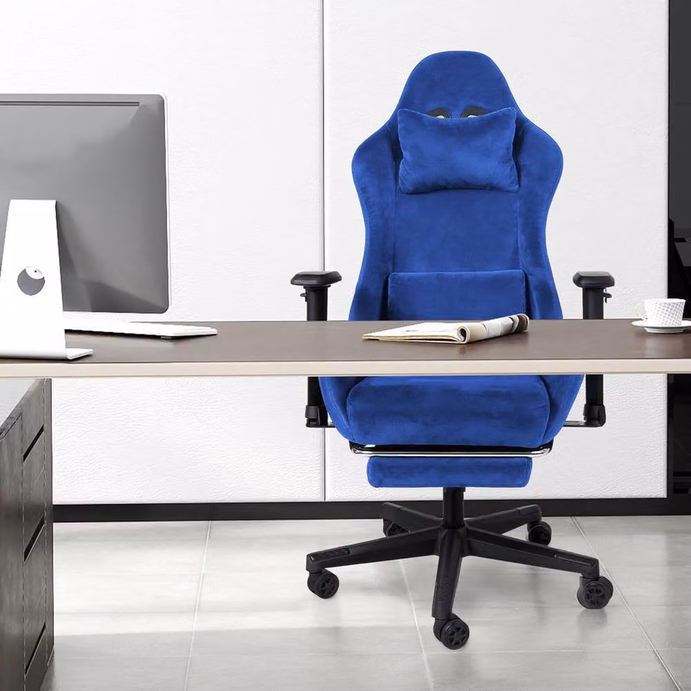 Levede Blue Ergonomic Gaming Chair for Adults with Headrest, Footrest and 360 Degree Swivel Function – 3