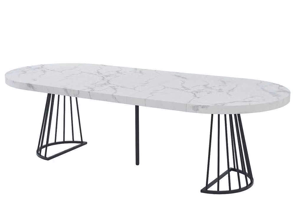Vente-unique Modern Extendable 2 to 12 Seater Dining Table in White and Black MDF and Metal, W/D/H: 110 x 75 x 76 cm – 1