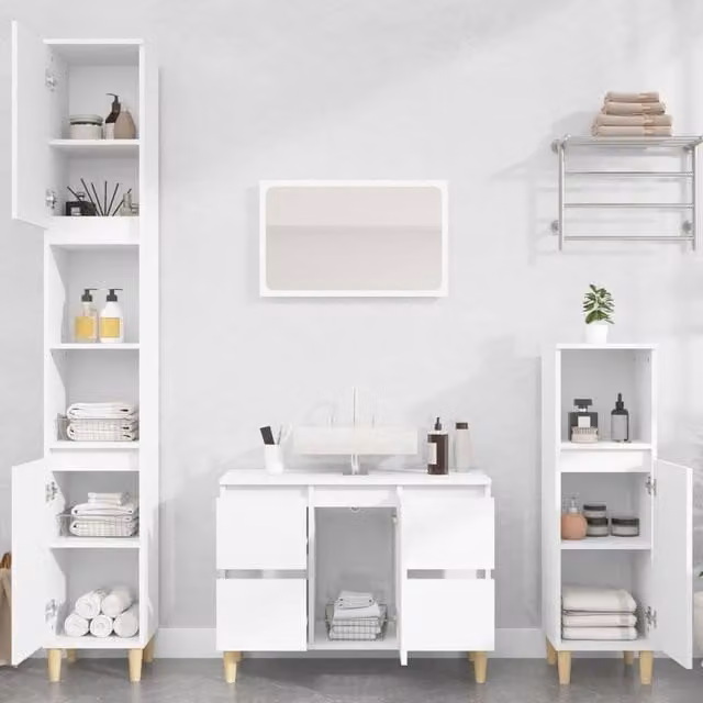 Berkfield Home 3 Piece White Matt Engineered Wood Bathroom Furniture Set