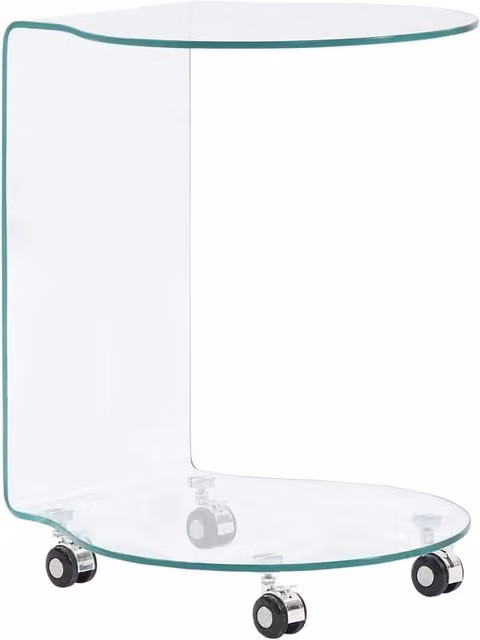 Berkfield Home Clear Tempered Glass Coffee Table with Castors, W/D/H: 45 x 40 x 58 cm