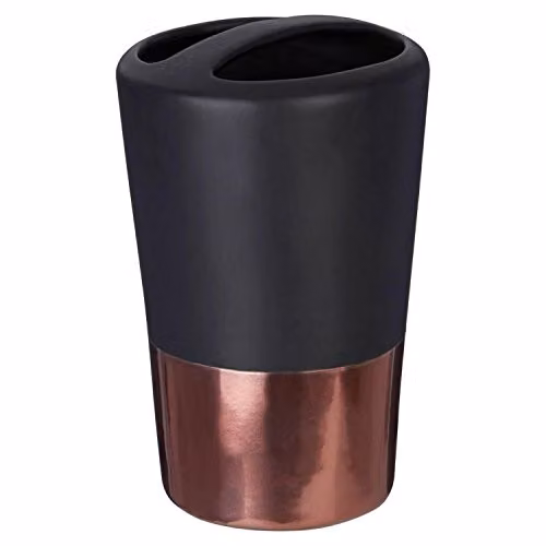 Premier Housewares Freestanding Toothbrush Holder in Black and Bronze, W/D/H: 8 x 8 x 13 cm – 1