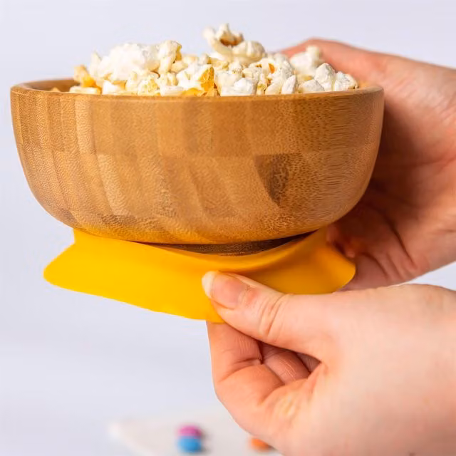 Tiny Dining Children's Bamboo Bowl with Suction Cup - Yellow