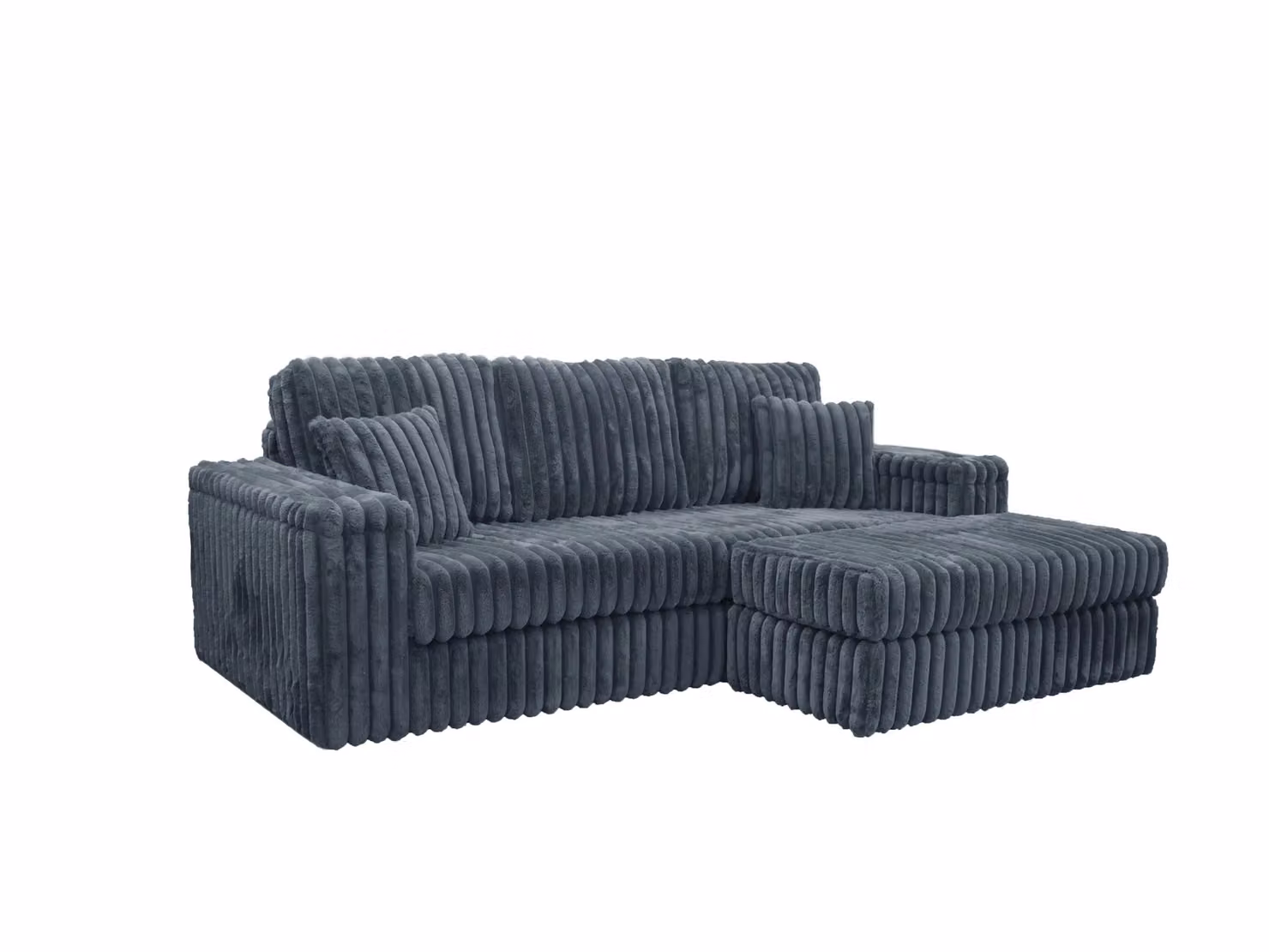Snugg Furniture LUXE Reversible 3 Seater Chunky Fabric Sofa with Matching Ottoman in Grey – 2