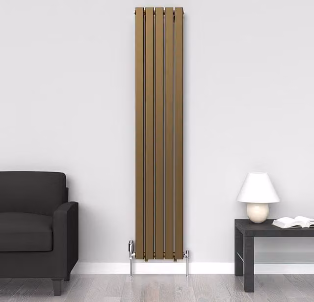 Lux Heat Flat Vertical Radiator in Gold, H: 180 cm, W: 35 cm