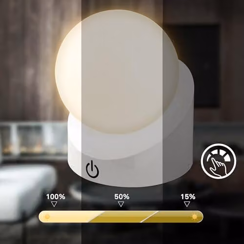 Briloner Mini LED Sphere Table Lamp, White, Wireless Rechargeable Battery, IP54 Waterproof, Dimmable Touch Control, W/D/H: 10 x 8 x 9 cm – 5