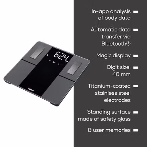 Beurer BF 500 Personal Digital Body Analysis Scales in Black with Bluetooth and App Control – 6