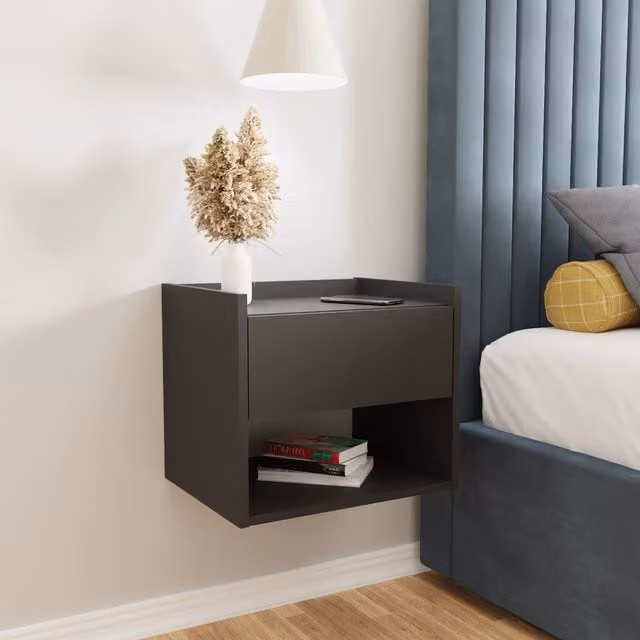 GFW Harmony Pair of Wall Mounted Bedside Tables in Anthracite, Grey or Black