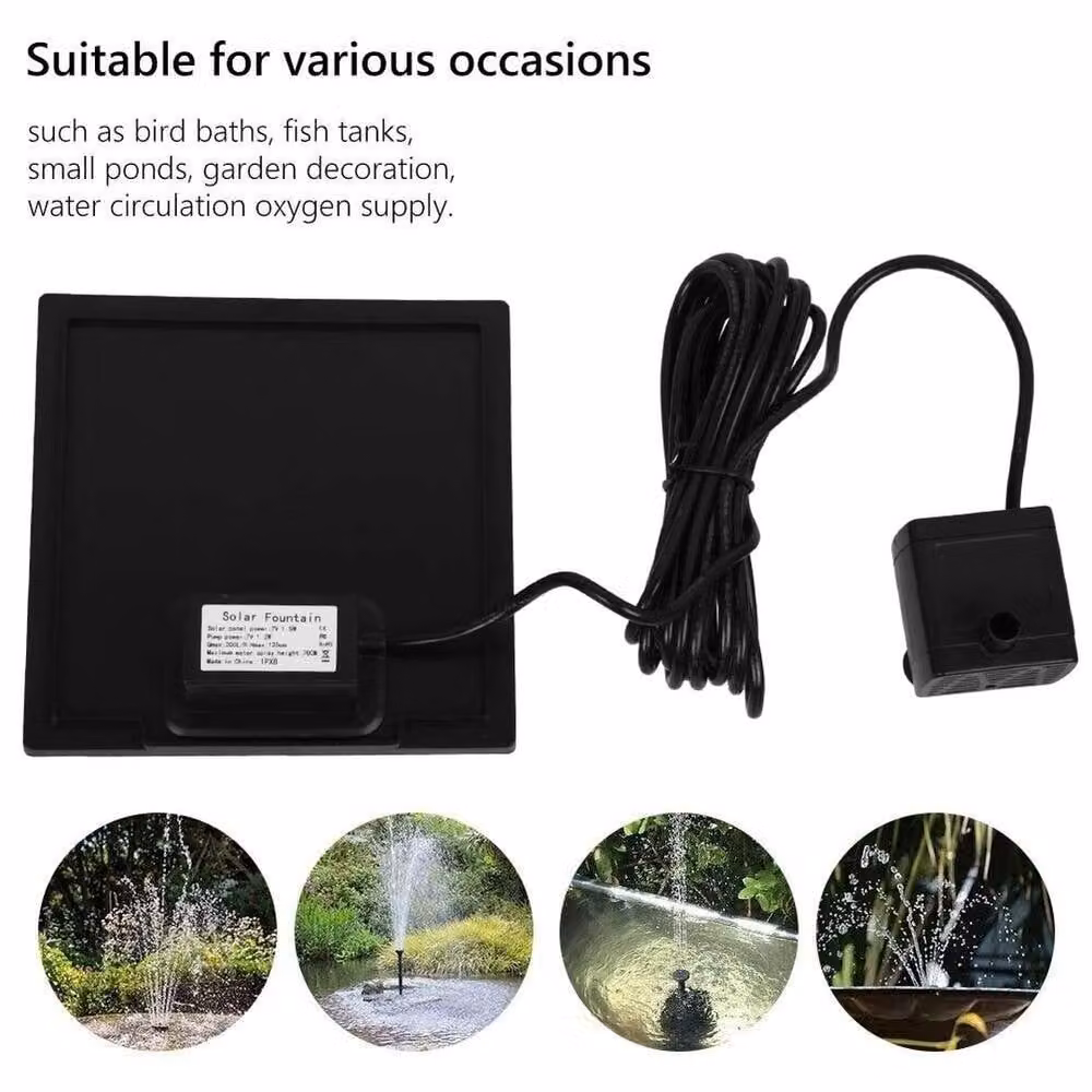 EONLION Solar Panel Powered Water Feature Fountain Pump in Black, 100 cm – 4