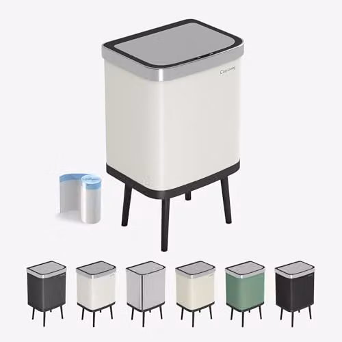 MCC Direct Smart Sensor Motion Activated Kitchen Waste Bin, White, 35L