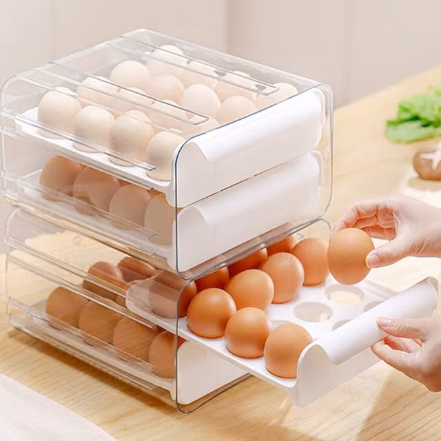 Groundlevel Stackable White and Transparent Acrylic Egg Storage Box Container