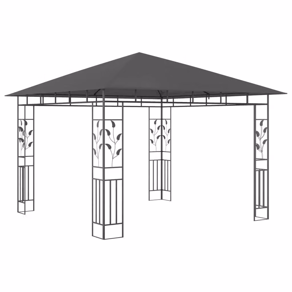 Berkfield Home Anthracite Gazebo with Mosquito Net and LED String Lights, W/D/H: 300 x 300 x 273 cm – 2