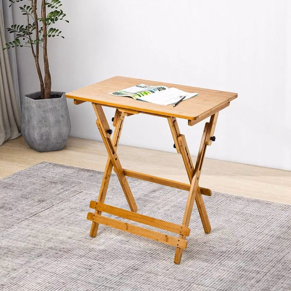 EONLION Brown Bamboo Wooden Folding Garden Coffee Table with Height Adjustable Top – 3
