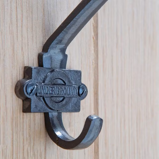 Hammer and Tongs London Underground Hat and Coat Hook, Raw Iron, Pack of 10, W: 5.5 cm, H: 10 cm – 1