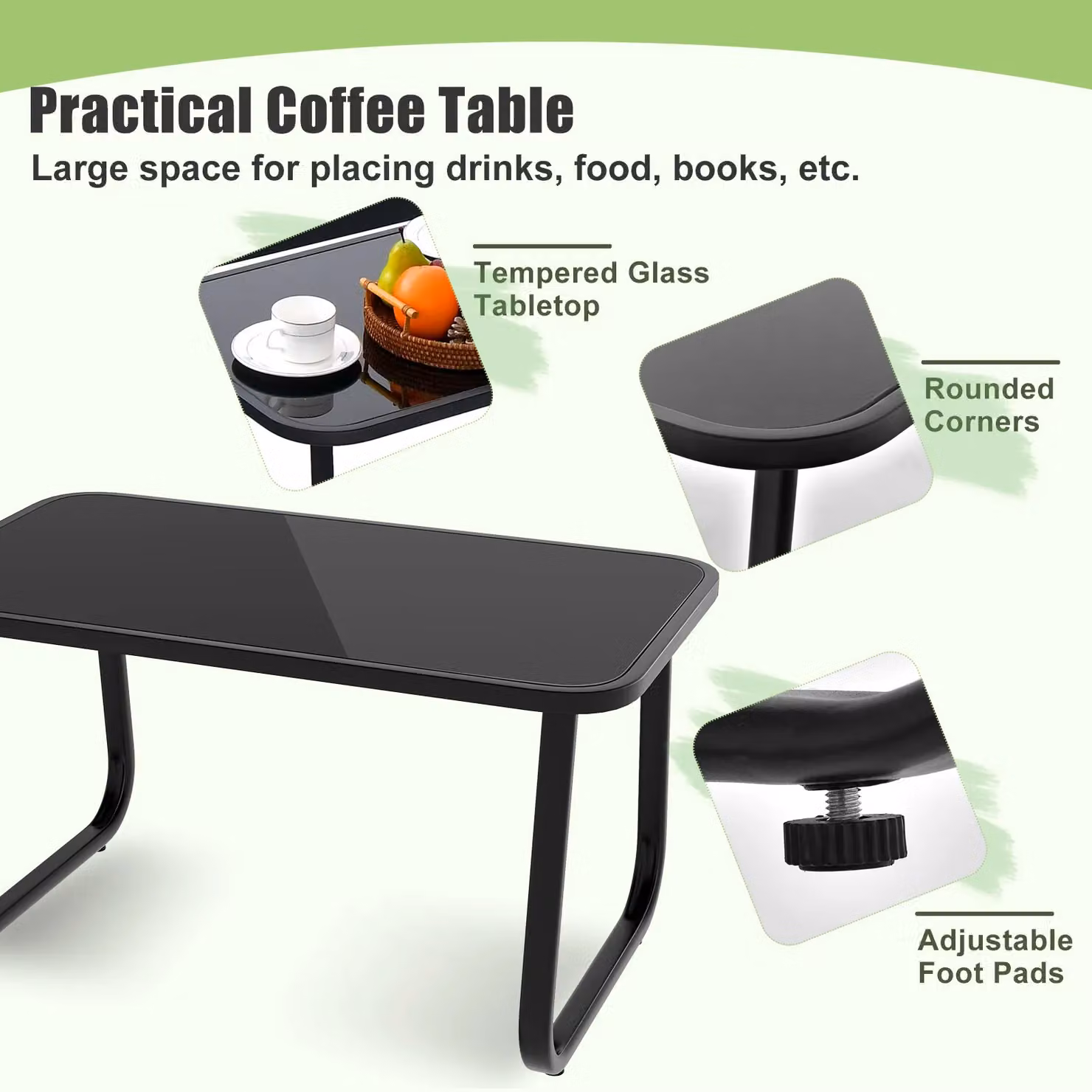 Costway 4 Piece Black Outdoor Patio Rocking Chair and Conversation Set – 6
