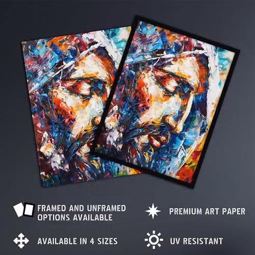 Artery8 Jesus Face Portrait Religious Wall Art Poster Print, Multicolour, 18 x 24 Inch – 2
