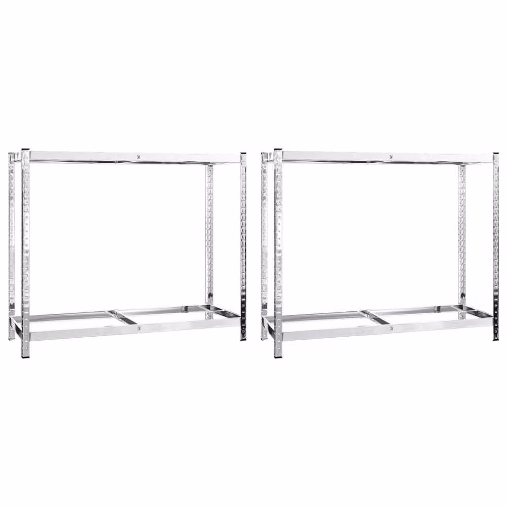 Berkfield Home 2-Layer Steel Tire Racks, 2 Pieces, Silver, W/D/H: 110 x 40 x 110 cm – 2