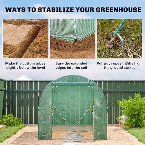 Outsunny Green Walk-in Greenhouse with Shelves and Mesh Windows, W: 198 cm, D: 275 cm, H: 191 cm – 4