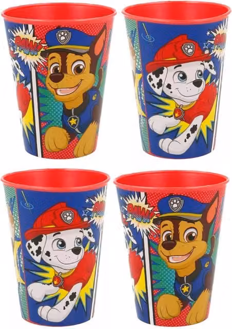 Stor Paw Patrol Chase Plastic Drinking Juice Tumbler Set of 4, Red, 260 ml