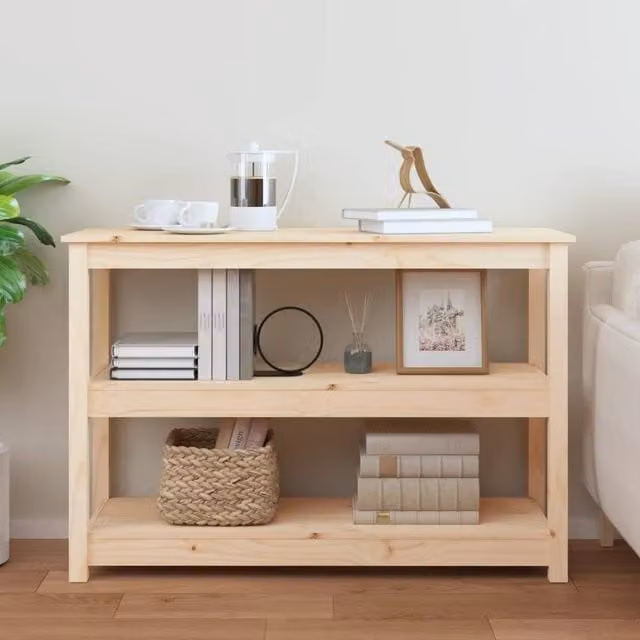 Berkfield Home Beautiful Console Table in Beige Solid Pine, W/D/H: 110 x 40 x 74 cm – 1