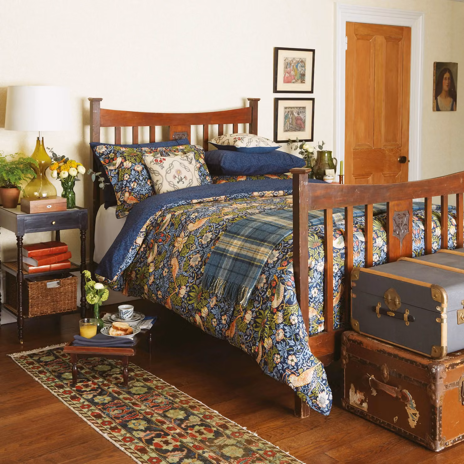 Morris & Co Strawberry Thief Blue Cotton Percale Single Duvet Cover Set, W/D/H: 90 x 200 cm – 2