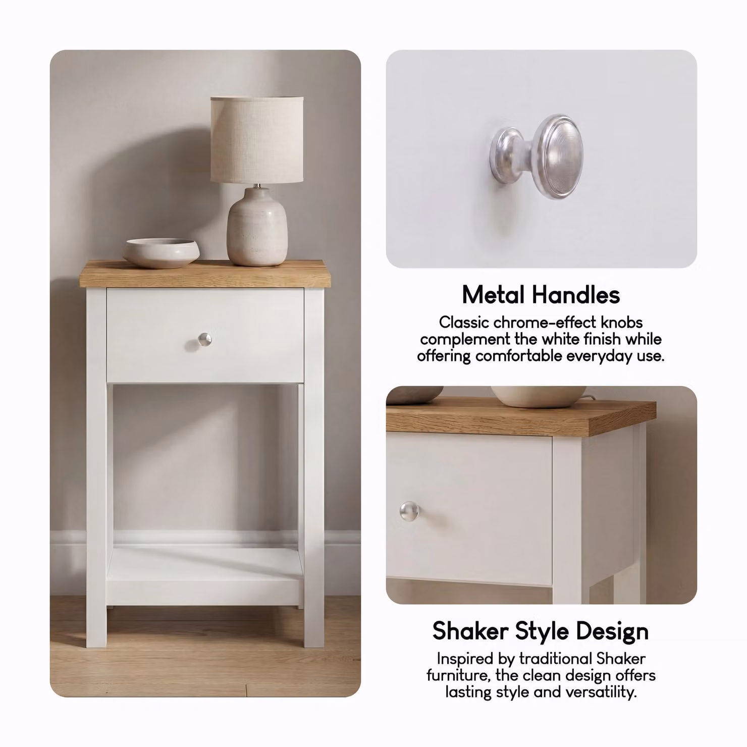 Vida Designs Arlington 1 Drawer Console Table in White – 3