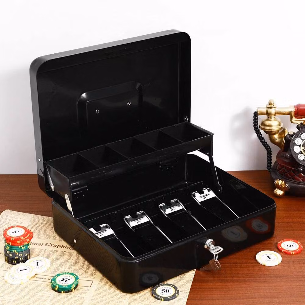 KORVIXA Lockable Metal Cash Box in Black – 4