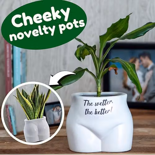 Boxer Gifts Wetter The Better Novelty Body Shaped Ceramic Planter in White and Black – 3