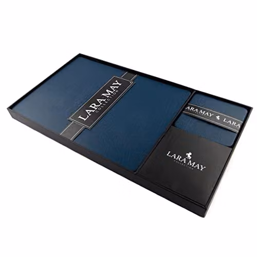 Lara May Collection Set of 8 Recycled Leather Placemats and Coasters in Royal Blue – 1