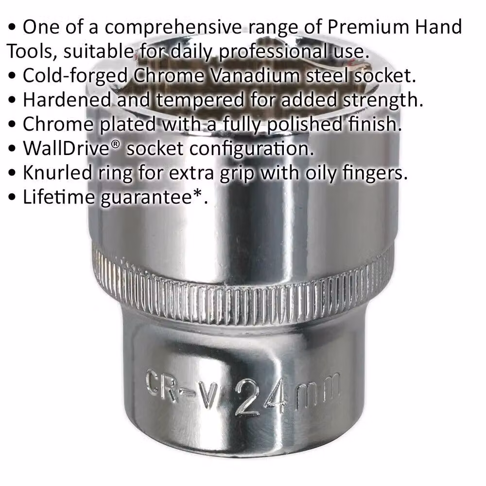 Loops 24mm Forged Steel Drive Socket 1/2 inch Square Drive in Silver Chrome Vanadium – 2