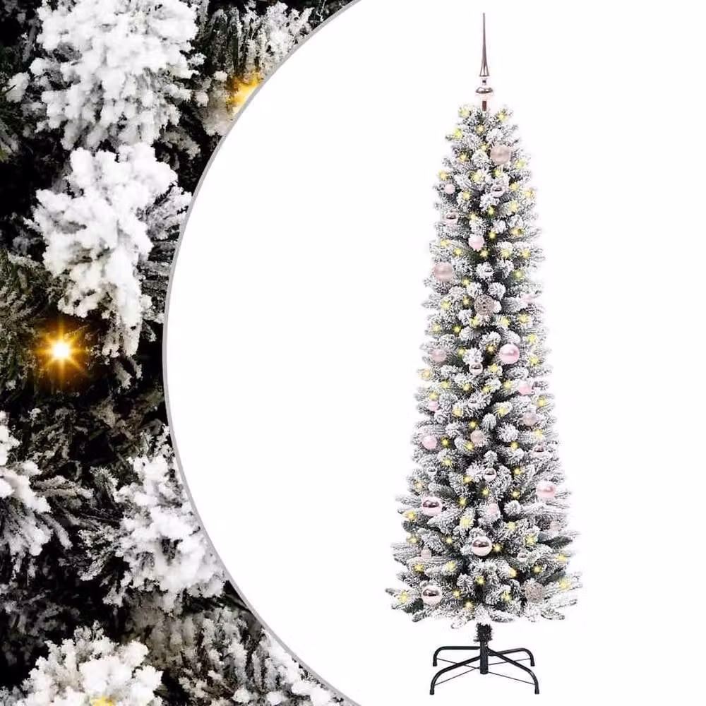 Berkfield Home Artificial Christmas Tree with 150 LEDs in Green and White – 2