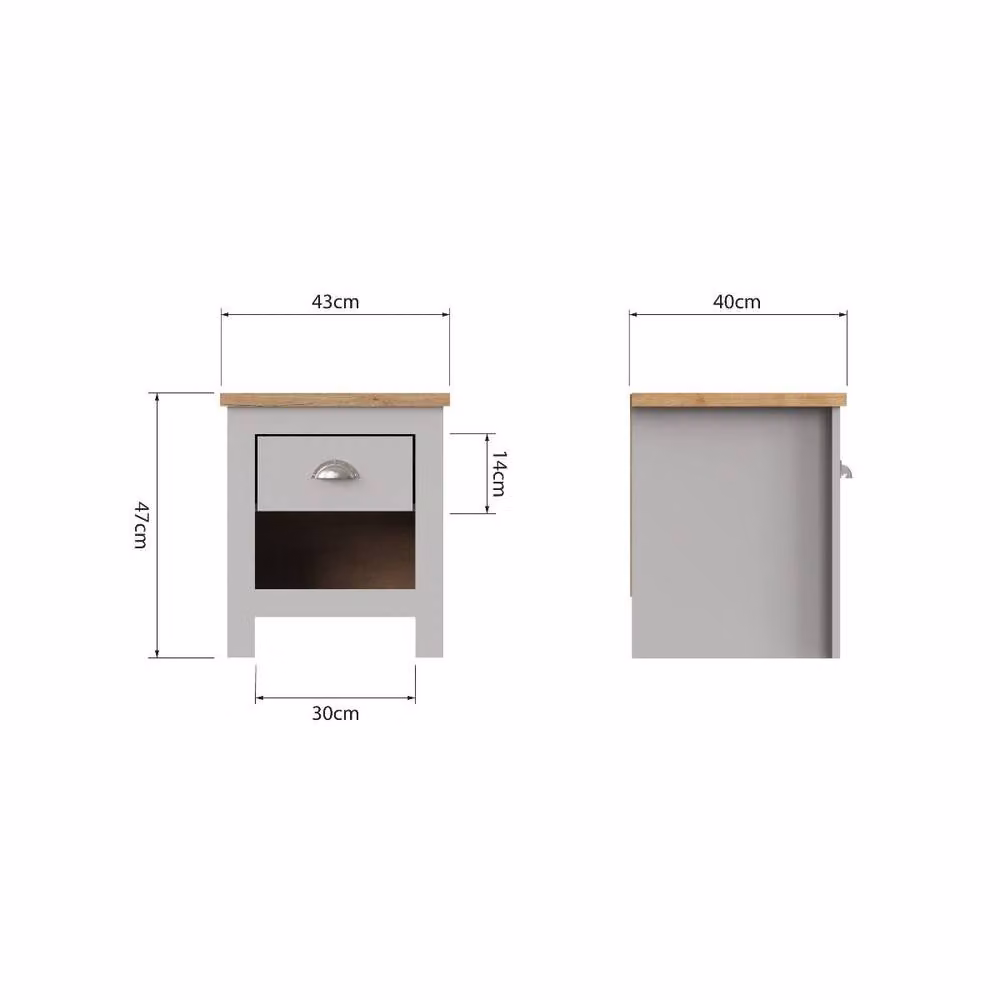 Timber Art Design Lisbon 1 Drawer Bedside Cabinet in Light Grey – 2