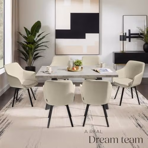 tectake Set of 2 Modern 360 Degree Swivel Dining Chairs in Grey Velvet with Metal Legs – 2