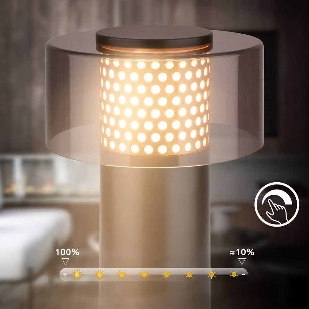 Briloner Gold and Black Rechargeable LED Table Lamp with Warm White 3000K Light – 3