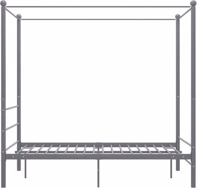 Berkfield Home Modern Metal Canopy Bed Frame, Grey, W/D/H: 140 x 200 x 146 cm