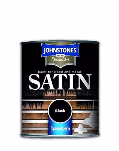 Johnstone's Speciality Satin Wood and Metal Paint, Black, 250ml