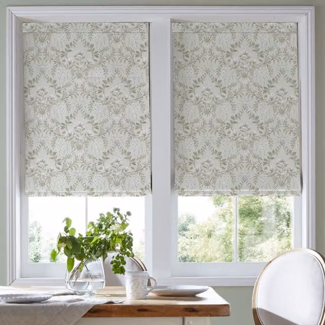 Laura Ashley Parterre Made To Measure Blackout Roman Blind in Sage Green Floral Design