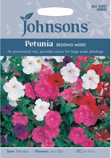 Johnsons Multicolour Petunia Bedding Mix Flower Seeds