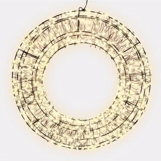 Pegdev Christmas Pre-Lit Wreath with 480 Warm White Micro LEDs and 10% Twinkling Effect, Diameter: 38 cm – 1
