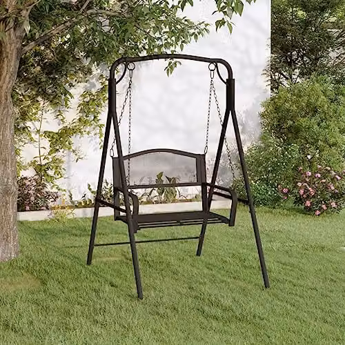 vidaXL Classic Swing Bench in Black Powder Coated Steel with Textilene Seat – 2