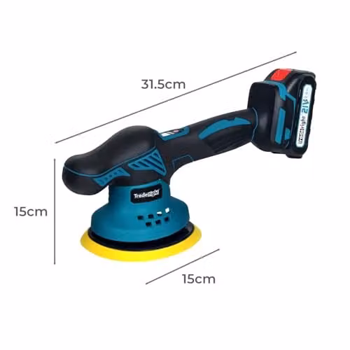 Traderight Cordless Dual Action Car Polisher with 2 x 21V 2.0Ah Rechargeable Batteries, 6-Speed 3700–5500RPM, 6in Buffer Machine for Waxing and Scratch Repair, Multicolour – 6