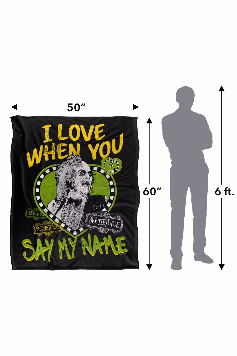 Warner Bros. Beetlejuice Say My Name Valentine Silky Touch Super Soft Fleece Throw Blanket, Multicolour, W: 152 cm, D: 127 cm – 8