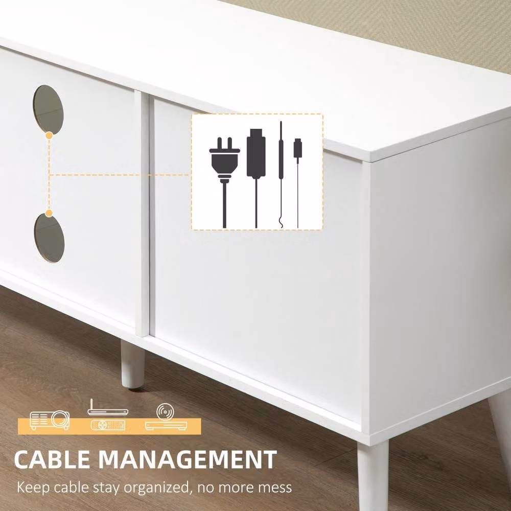 Wyld Haus Nirona Scandinavian TV Cabinet in White and Grey with Removable Fabric Drawers, Width: 110 cm – 5