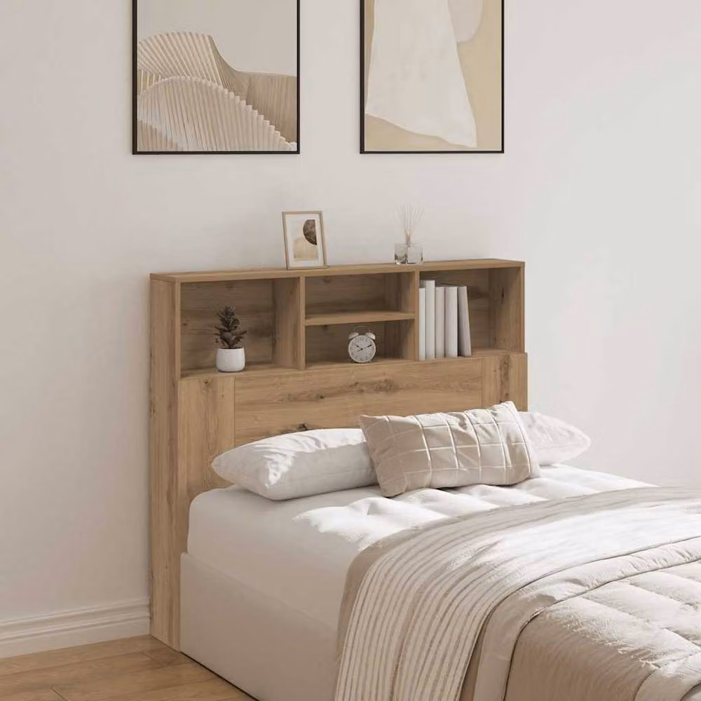 Berkfield Home Artisan Oak Headboard Cabinet in Brown, W/D/H: 120 x 19 x 103.5 cm – 2