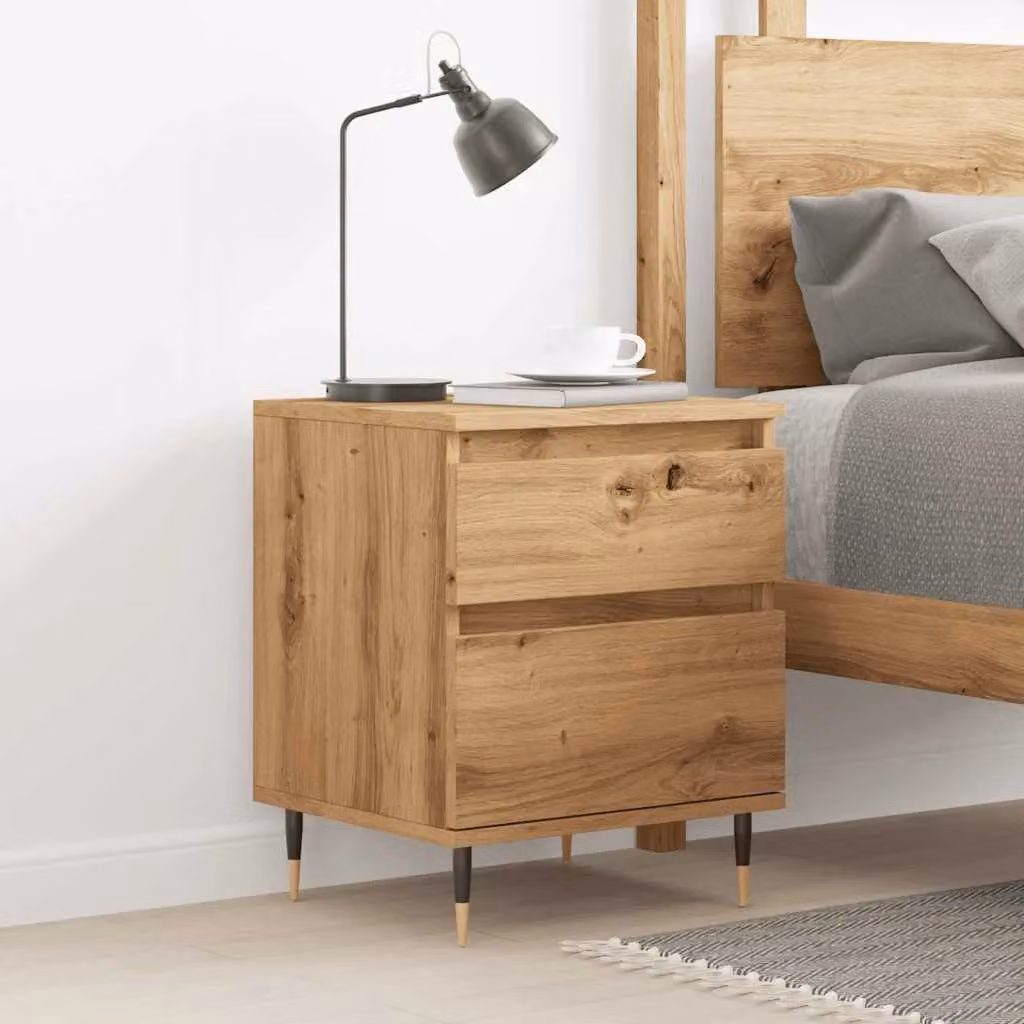 Berkfield Home Artisan Oak Bedside Cabinet in Brown, W/D/H: 40 x 35 x 50 cm – 2