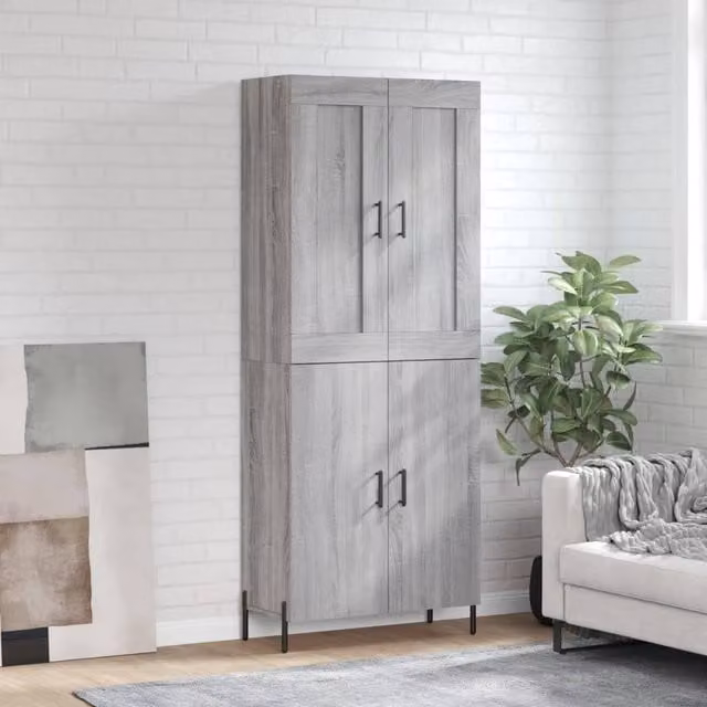 Berkfield Home Grey Sonoma Highboard in Engineered Wood, W/D/H: 69.5 x 34 x 180 cm – 1