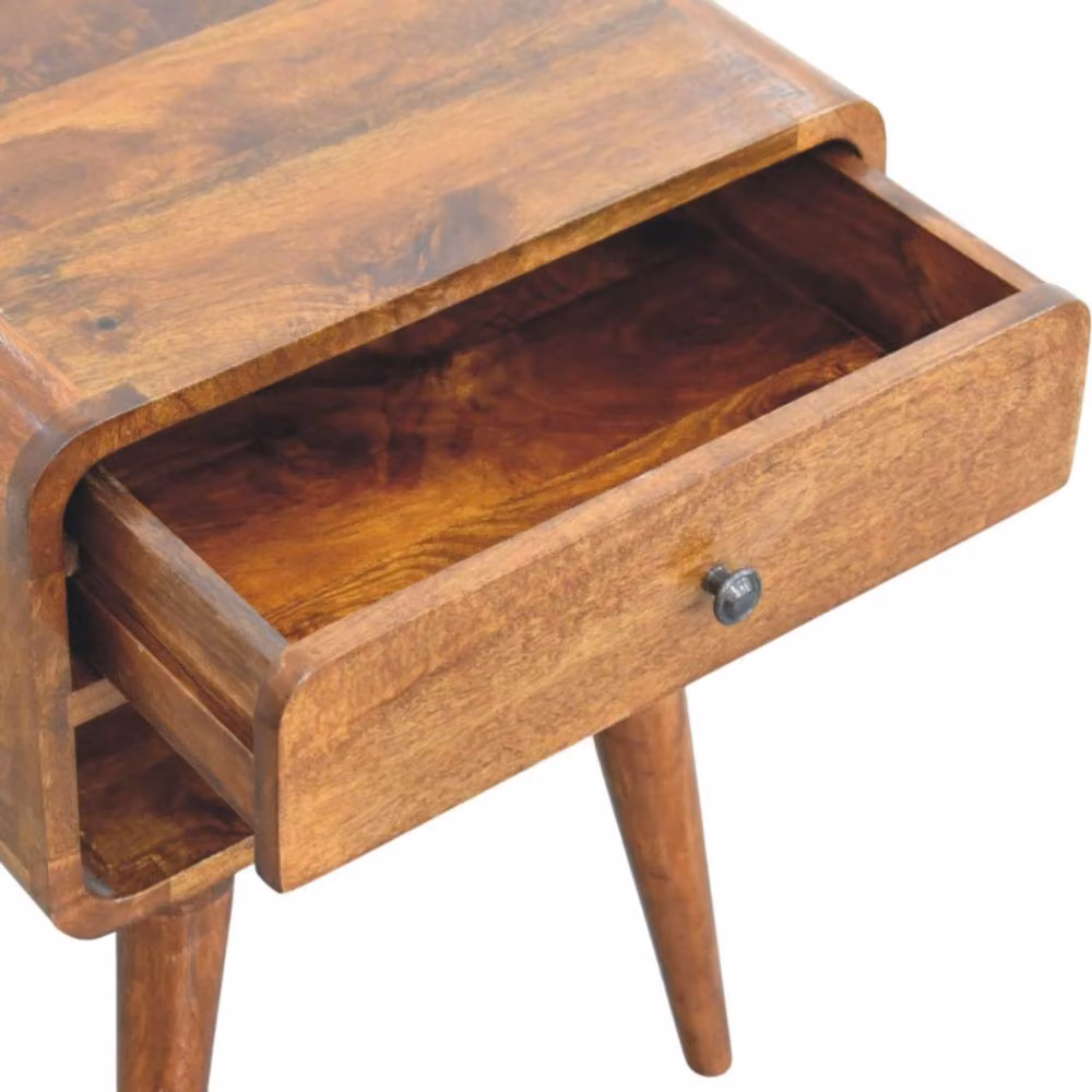 Wyld Haus Taormina Solid Mango Wood Nightstand with Drawer and Shelf, Brown, W/D/H: 35 x 45 x 56 cm – 5