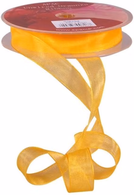 KDMD Yellow Woven Edge Organza Ribbon, 15mm, 3 Pack