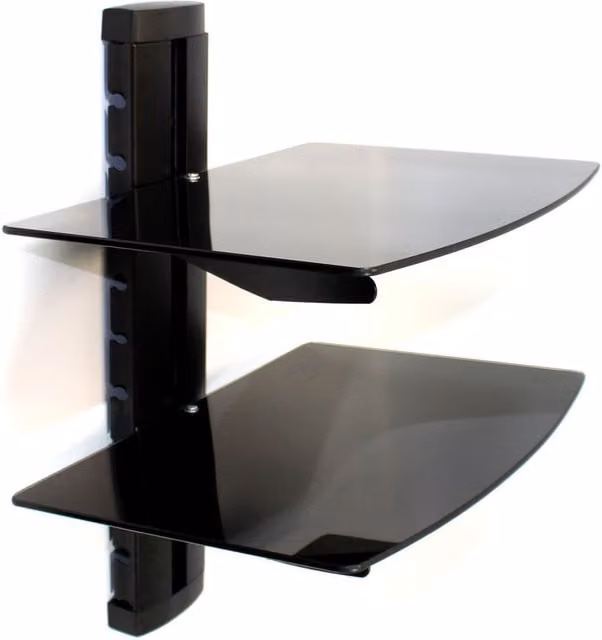 Maison & White Glossy Black Tempered Glass Floating Shelf, Width: 40.5 cm