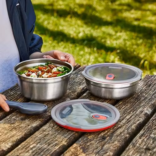 Black + Blum Stainless Steel Lunch Bowl, 950ml, Grey and Red – 5